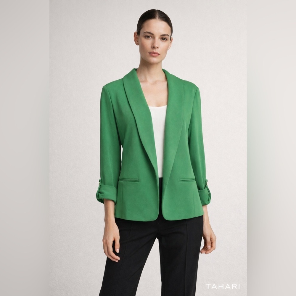 Tahari green open blazer - small